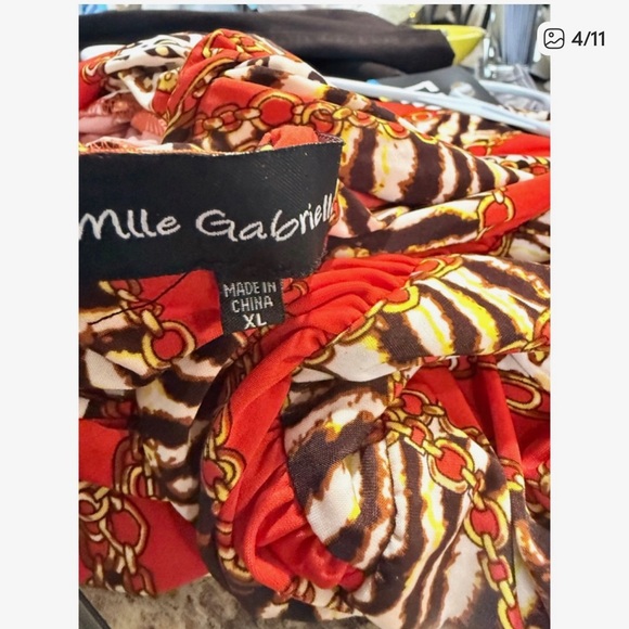Mlle Gabrielle Red and Brown Zebra Print Maxi Dress - Picture 4 of 11